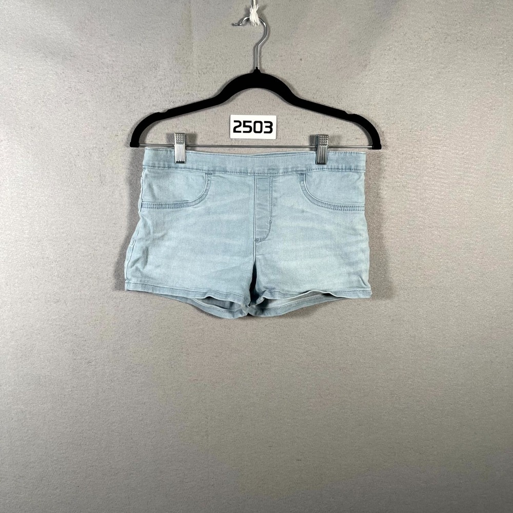 Levi's Shorty Shorts Womens 16 Blue Denim Cotton‎ Stretch Light Wash Pull On